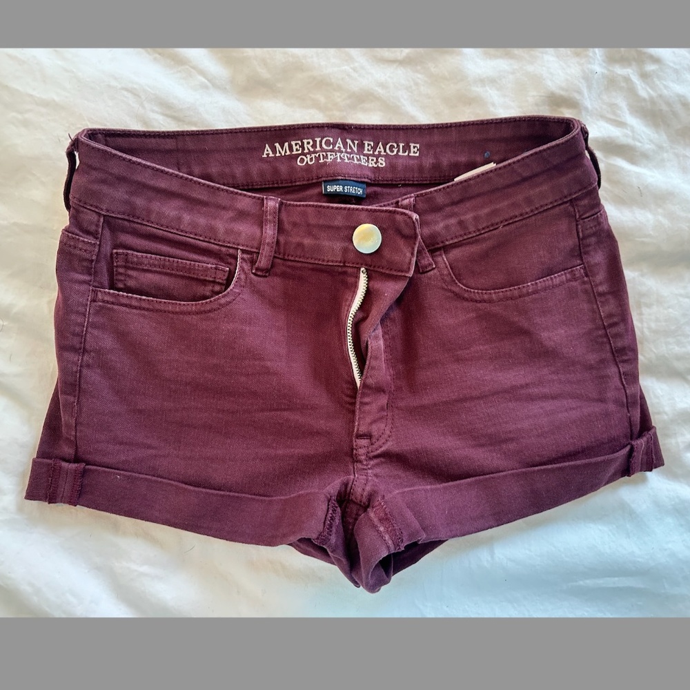 Burgundy American Eagle Jean Shorts - Size 6